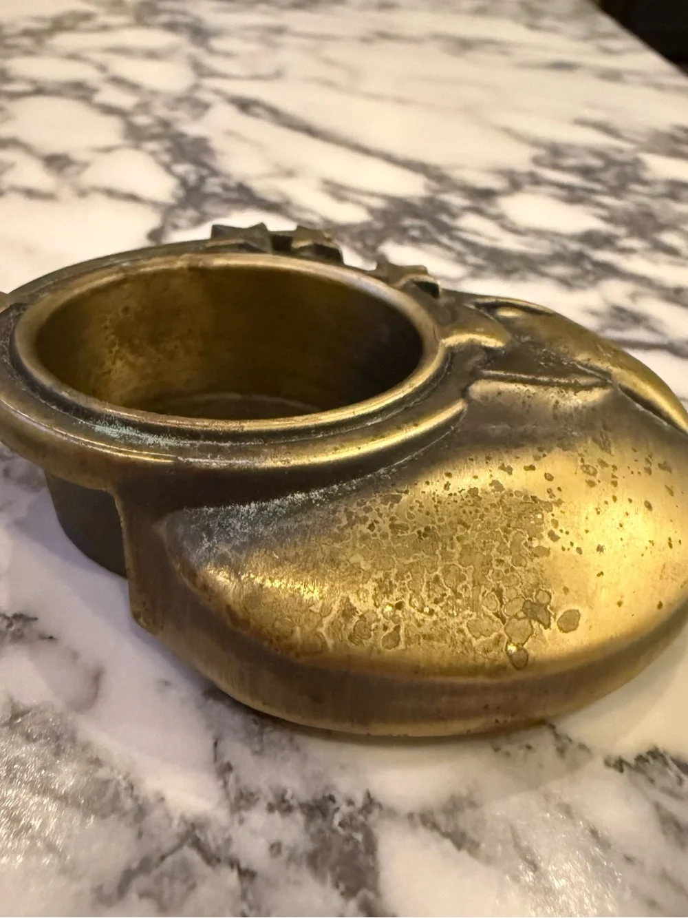 Vintage Brass Celestial Crescent Moon & Stars Tealight Candle Holder Catchall